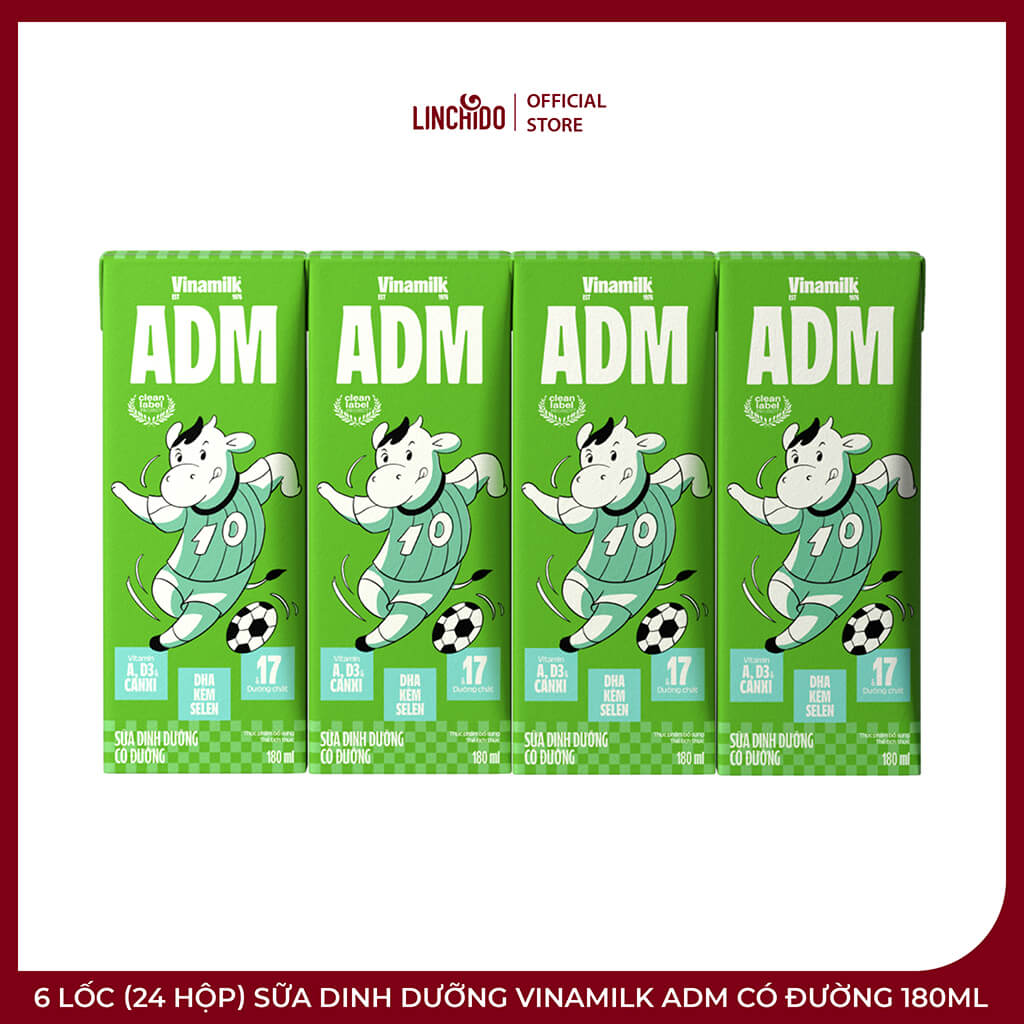 6 Lốc (24 Hộp) Sữa Dinh Dưỡng Vinamilk ADM Có Đường 180ml