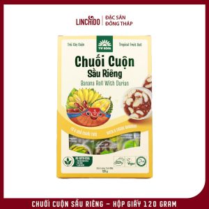 Chuối Cuộn Sầu Riêng Hộp Giấy 120g – Thơm Béo, Đặc Sản Đồng Tháp