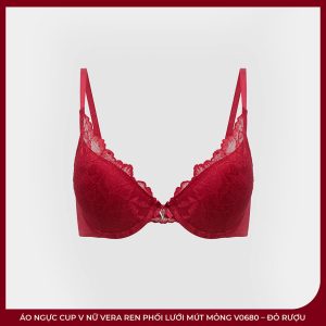 Áo Ngực Cup V Nữ VERA Ren Phối Lưới Mút Mỏng V0680 – Đỏ Rượu - Ảnh 2