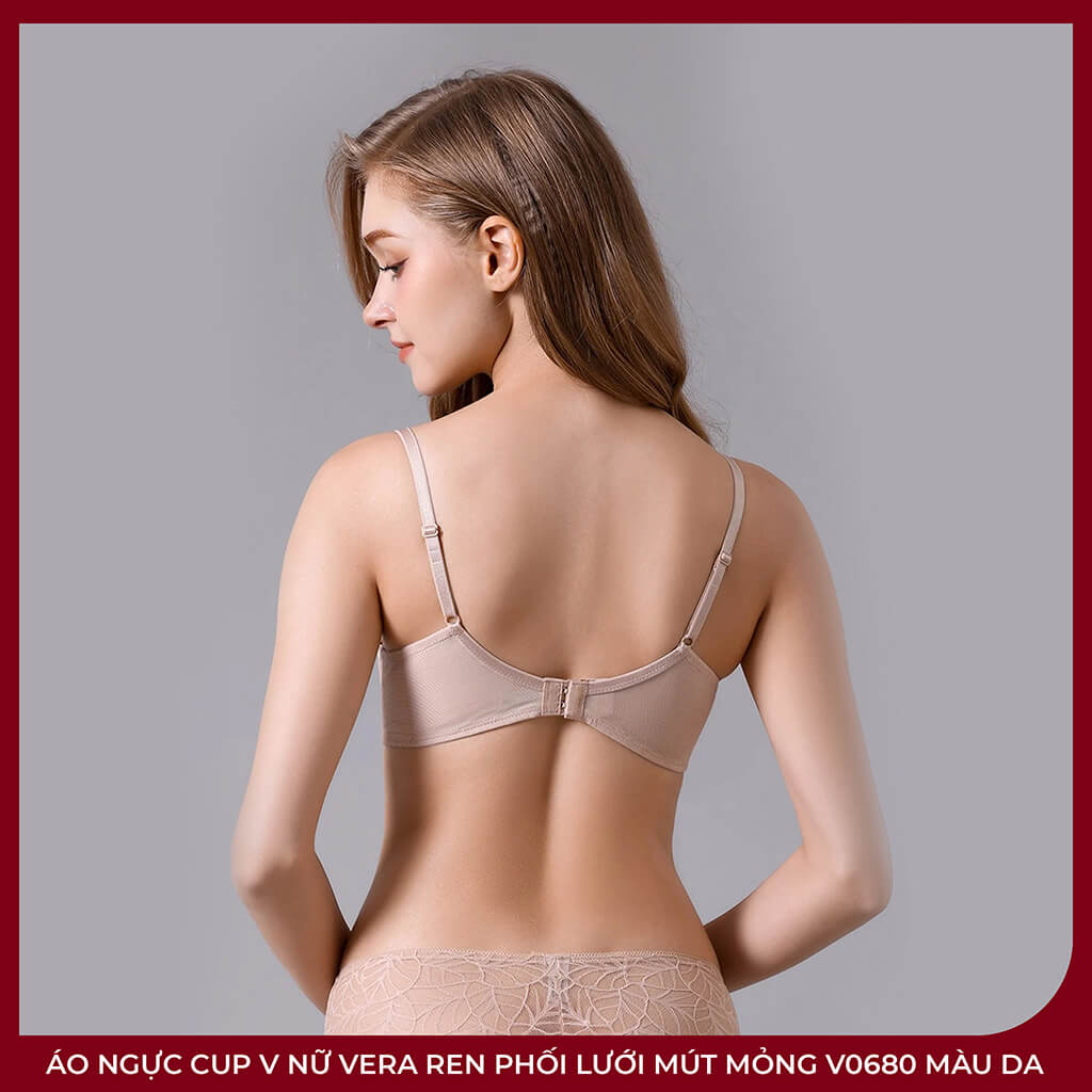 Áo Ngực Cup V Nữ VERA Ren Phối Lưới Mút Mỏng V0680 Màu Da – Thanh Lịch, Tôn Dáng Tự Nhiên - Ảnh 3