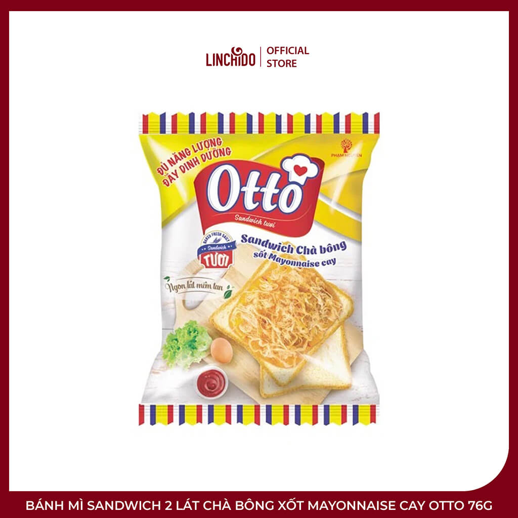 Bánh Mì Sandwich 2 Lát Chà Bông Xốt Mayonnaise Cay OTTO 76g – Đậm Đà, Tiện Lợi