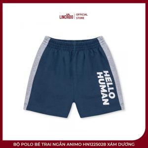Bộ Polo Bé Trai Ngắn Animo HN1225028 Xám Dương – Cotton 100%, Họa Tiết Robot - Ảnh 3