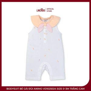 Bodysuit Bé Gái Đùi Animo VD1025024 Size 0–3M Trắng Cam – Cotton 100%