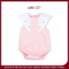 Bodysuit Bé Gái Tam Giác Animo VD1125031 Hồng Trắng – Cotton 100%, Cổ Sen Thêu Hoa