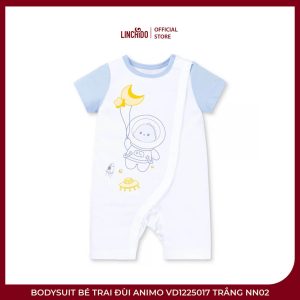 Bodysuit Bé Trai Đùi Animo VD1225017 Trắng NN02 – Cotton 100%, Cài Lệch Tiện Lợi