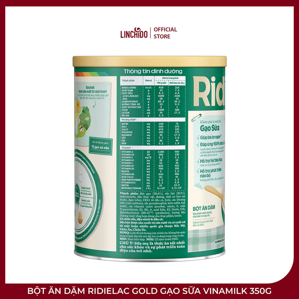 Bột Ăn Dặm Ridielac Gold Gạo Sữa Vinamilk 350g - Ảnh 4