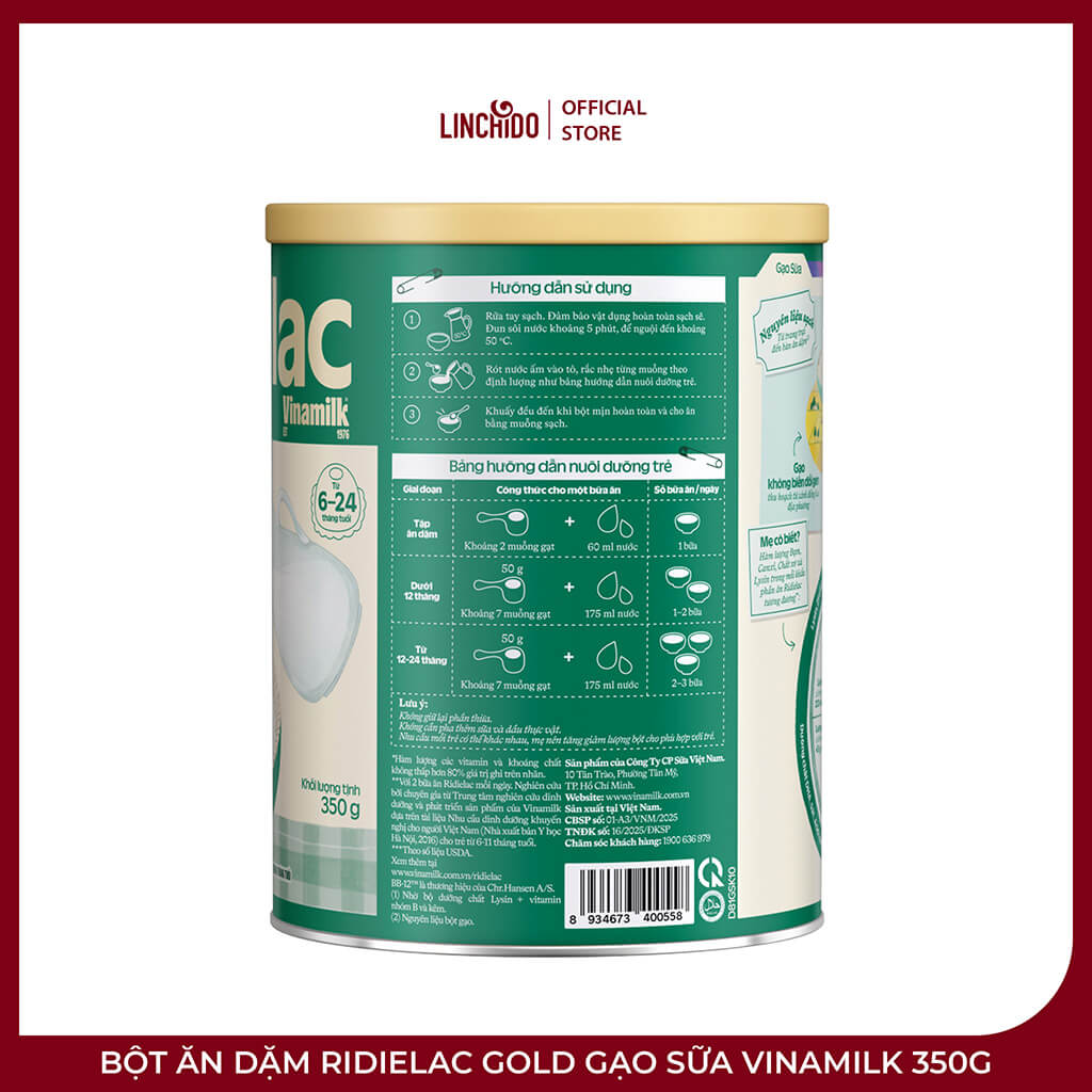 Bột Ăn Dặm Ridielac Gold Gạo Sữa Vinamilk 350g - Ảnh 2