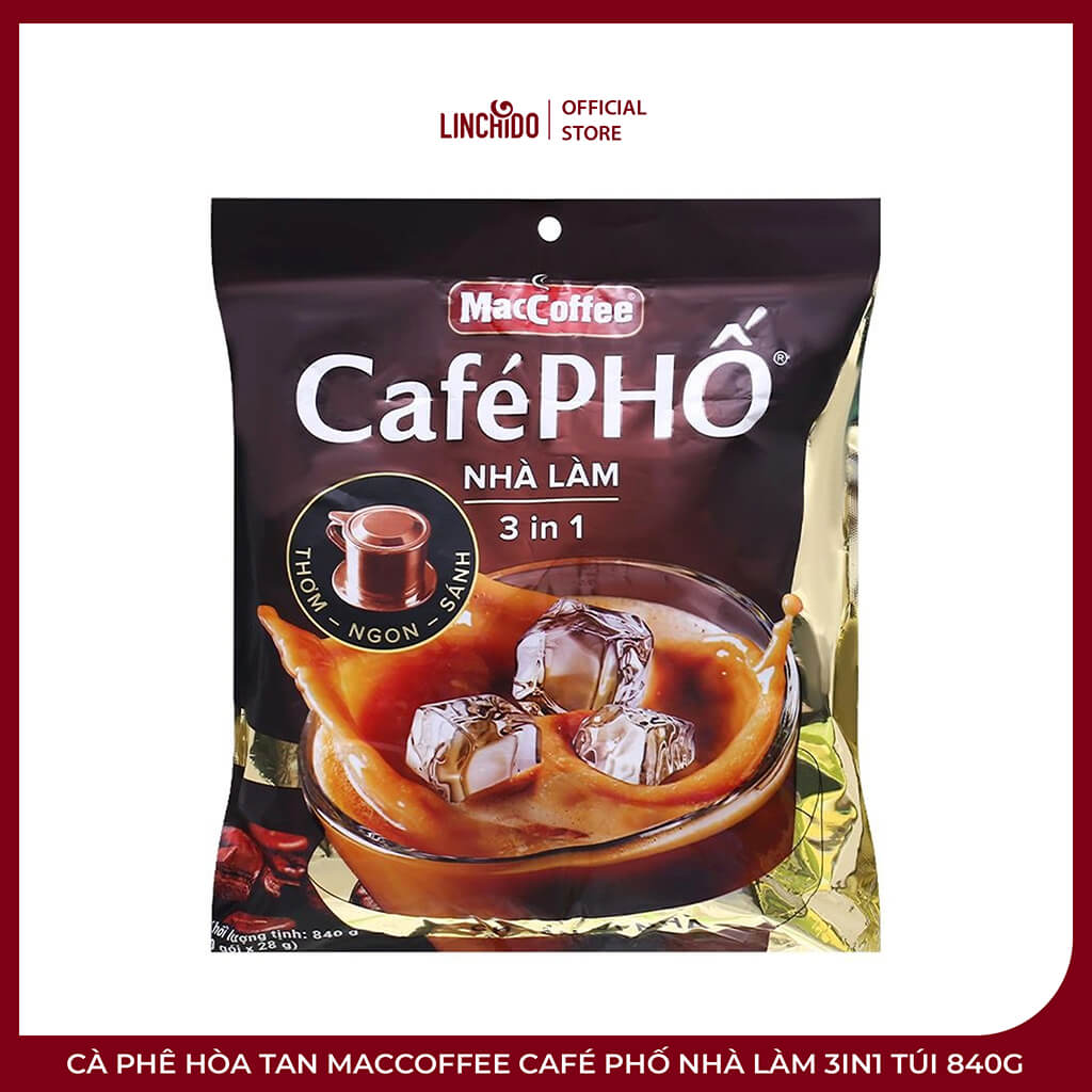 Cà Phê Hòa Tan MacCoffee Café Phố Nhà Làm 3in1 Túi 840g – 30 Gói