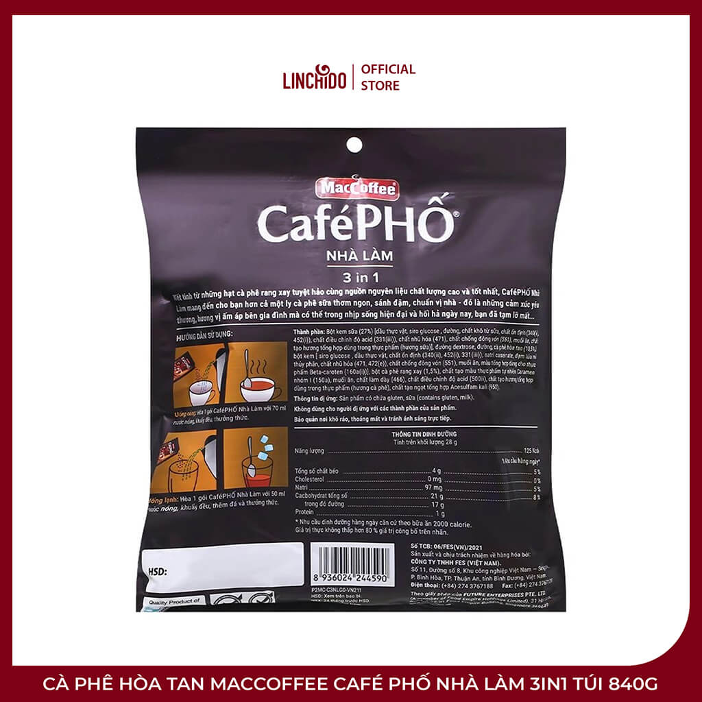 Cà Phê Hòa Tan MacCoffee Café Phố Nhà Làm 3in1 Túi 840g – 30 Gói - Ảnh 3