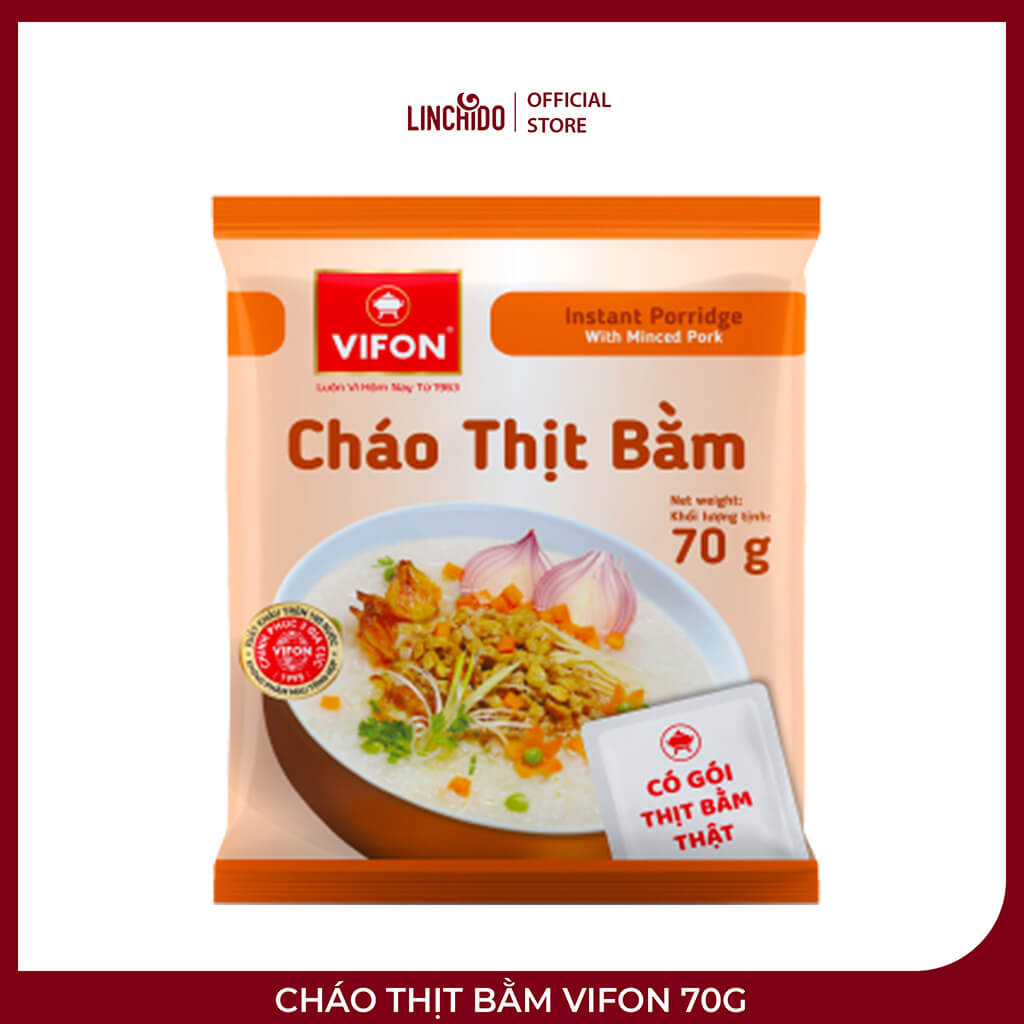 Cháo Thịt Bằm VIFON 70g – Có Gói Thịt Thật, Pha 3 Phút