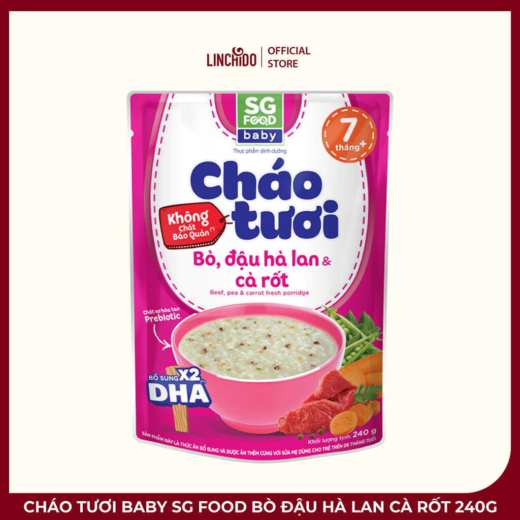 Cháo Tươi Baby SG Food Bò Đậu Hà Lan Cà Rốt 240g – Dinh Dưỡng Cho Bé Từ 7 Tháng