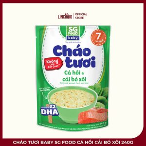 Cháo Tươi Baby SG Food Cá Hồi Cải Bó Xôi 240g – Bổ Sung DHA Cho Bé Từ 7 Tháng