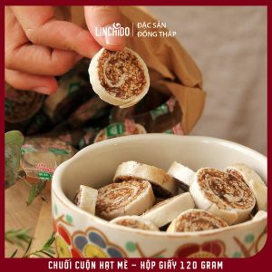 Chuối Cuộn Hạt Mè Tư Bông Hộp Giấy 120g – Đặc Sản Đồng Tháp - Ảnh 3