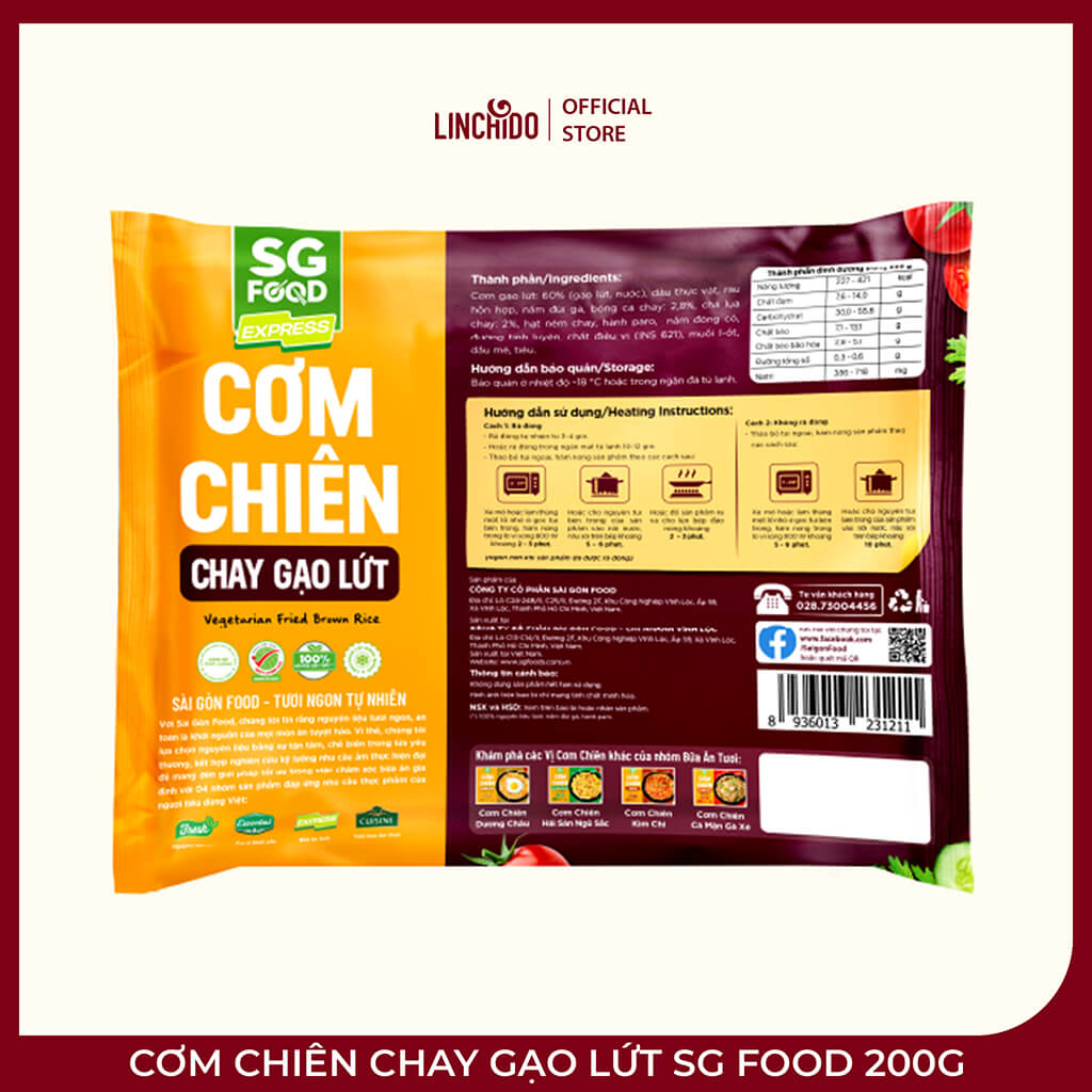 Cơm Chiên Chay Gạo Lứt SG Food 200g – Nấm, Rau Củ Và Bữa Ăn Tiện Lợi - Ảnh 2