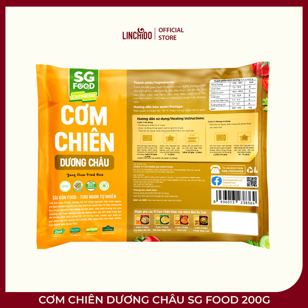 Cơm Chiên Dương Châu SG Food 200g – Cơm Chiên Rau Củ, Trứng Và Lạp Xưởng - Ảnh 2