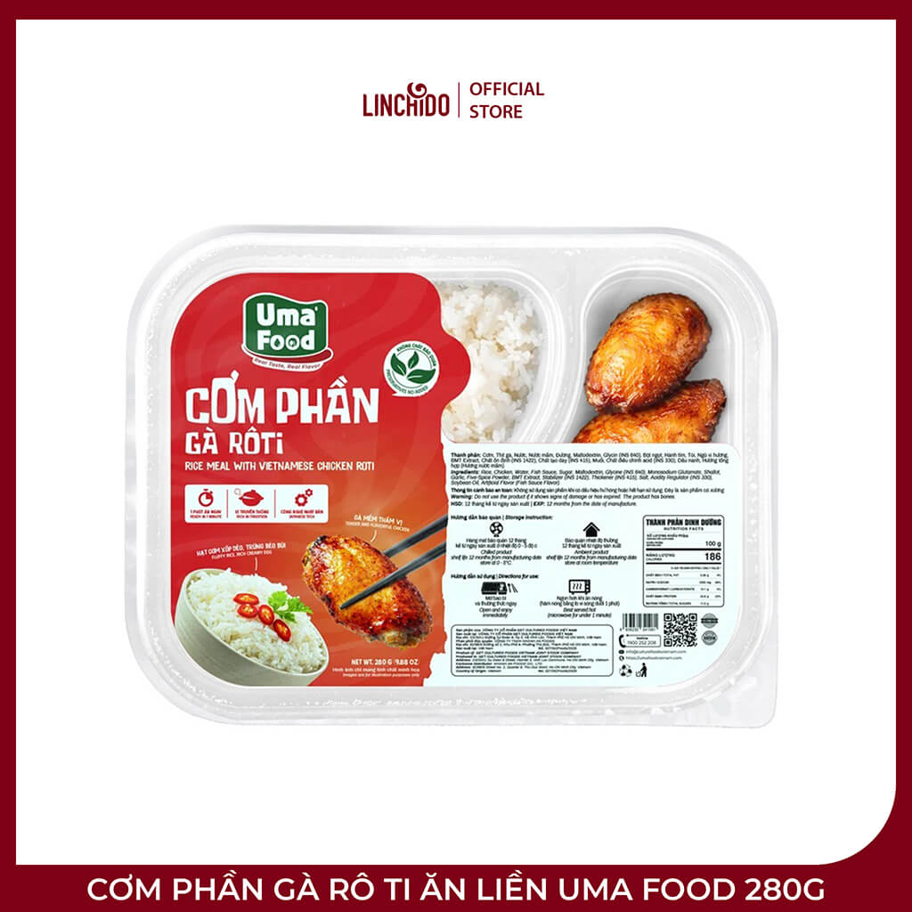 Cơm Phần Gà Rô Ti Ăn Liền UMA Food 280g – Bữa Cơm Tiện Lợi, Đậm Vị