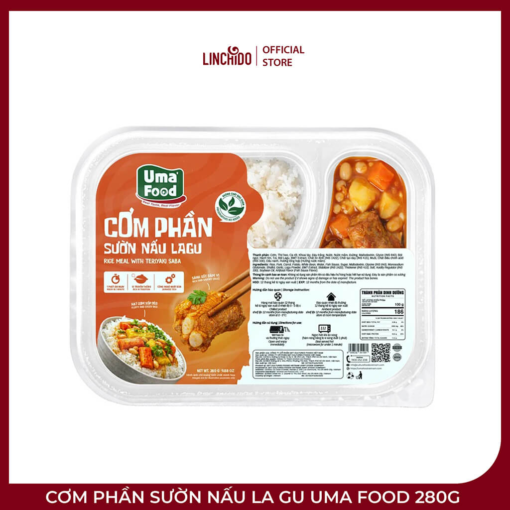 Cơm Phần Sườn Nấu La Gu UMA Food 280g – Bữa Cơm Ăn Liền Đậm Đà, Tiện Lợi