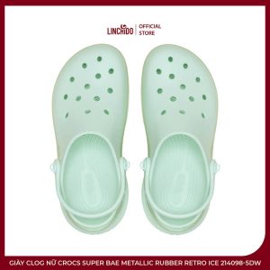 Giày Clog Nữ Crocs Super Bae Metallic Rubber Retro Ice 214098-5DW - Ảnh 3