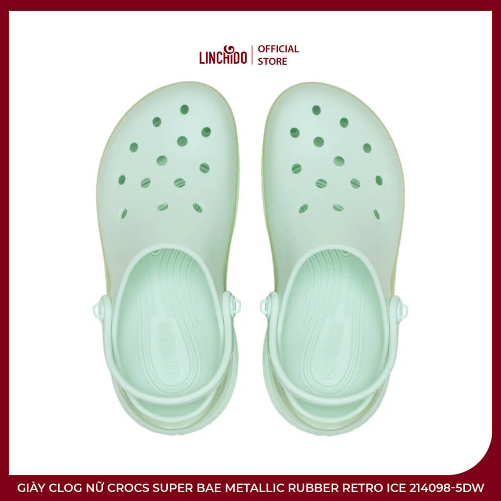Giày Clog Nữ Crocs Super Bae Metallic Rubber Retro Ice 214098-5DW - Ảnh 3