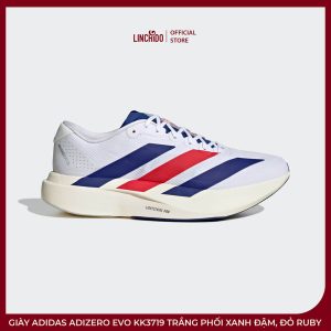 Giày adidas Adizero EVO KK3719 Trắng Phối Xanh Đậm, Đỏ Ruby – Êm Nhẹ, Năng Động
