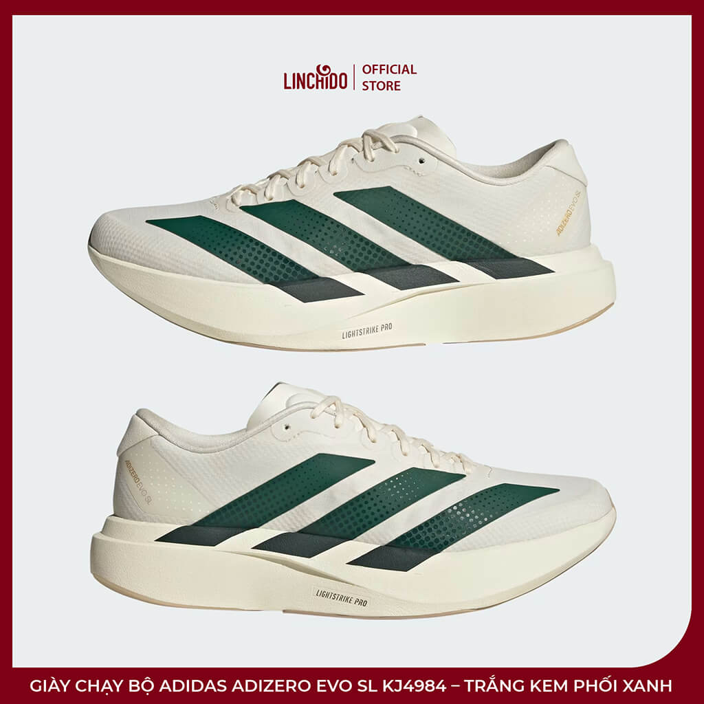 Giày Chạy Bộ adidas Adizero EVO SL KJ4984 – Trắng Kem Phối Xanh, Êm Nhẹ Và Năng Động - Ảnh 3