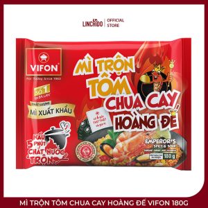 Mì Trộn Tôm Chua Cay Hoàng Đế VIFON 180g – Xốt Đậm Đà, Topping Hải Sản