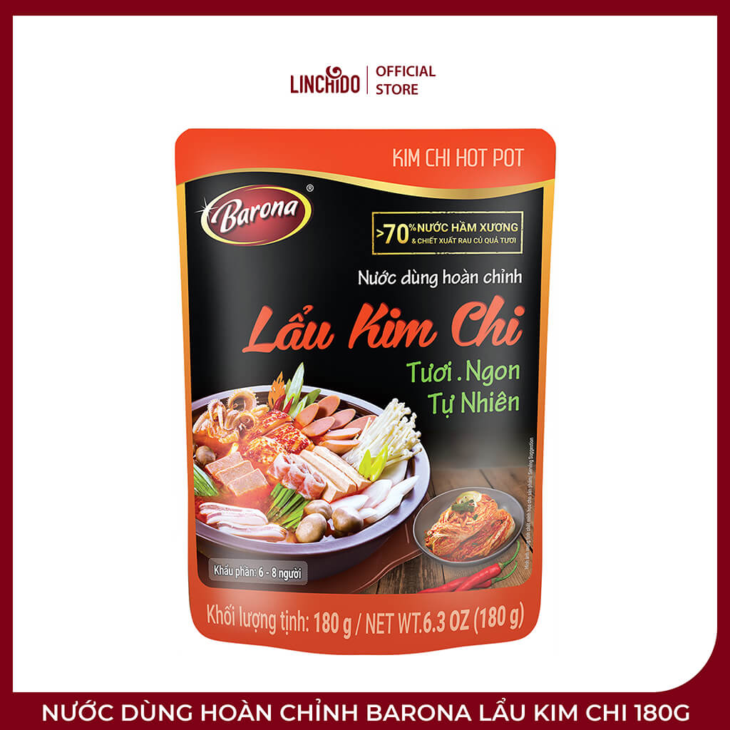 Nước Dùng Hoàn Chỉnh Barona Lẩu Kim Chi 180g – Đậm Vị Hàn Quốc, Dễ Nấu Tại Nhà
