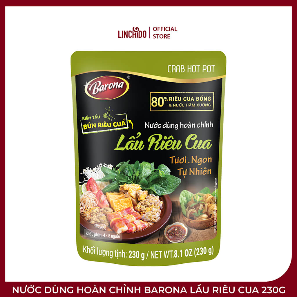 Nước Dùng Hoàn Chỉnh Barona Lẩu Riêu Cua 230g – Đậm Vị Cua Đồng, Dễ Nấu Tại Nhà