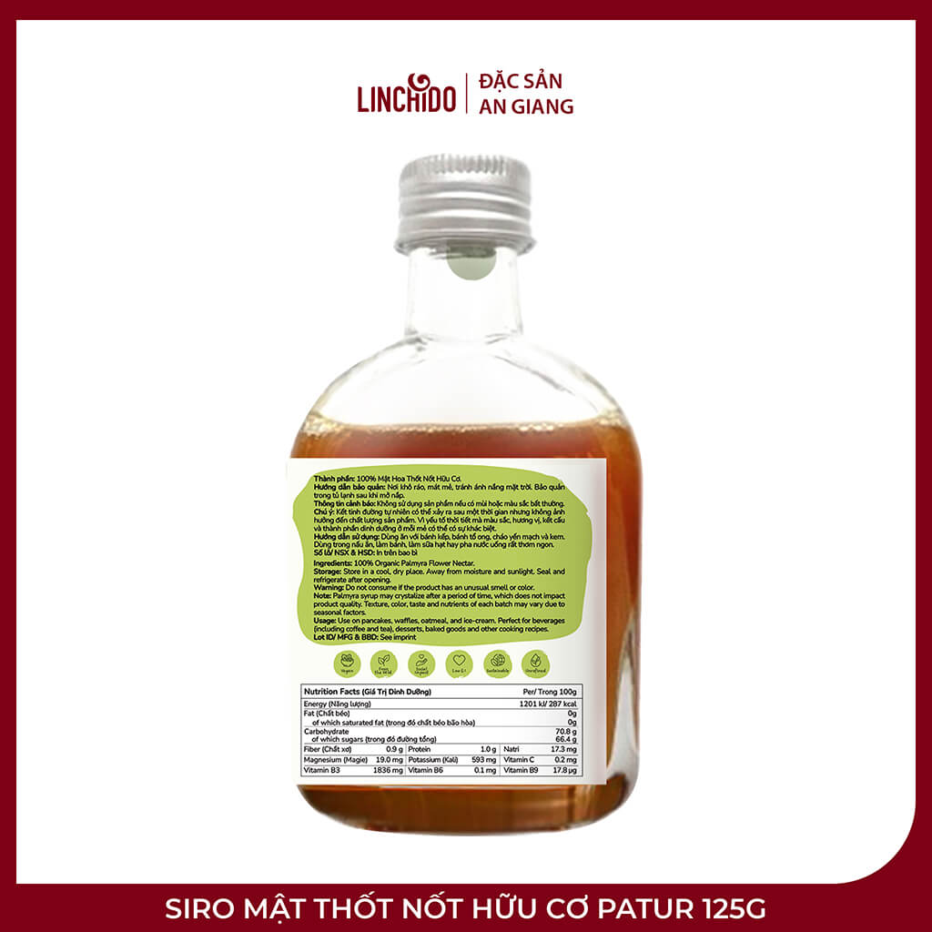 Siro Mật Thốt Nốt Hữu Cơ PATUR 125g – Palmania - Ảnh 2