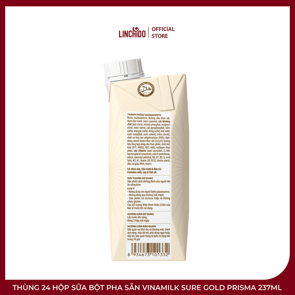 Thùng 24 Hộp Sữa Bột Pha Sẵn Vinamilk Sure Gold Prisma 237ml - Ảnh 4