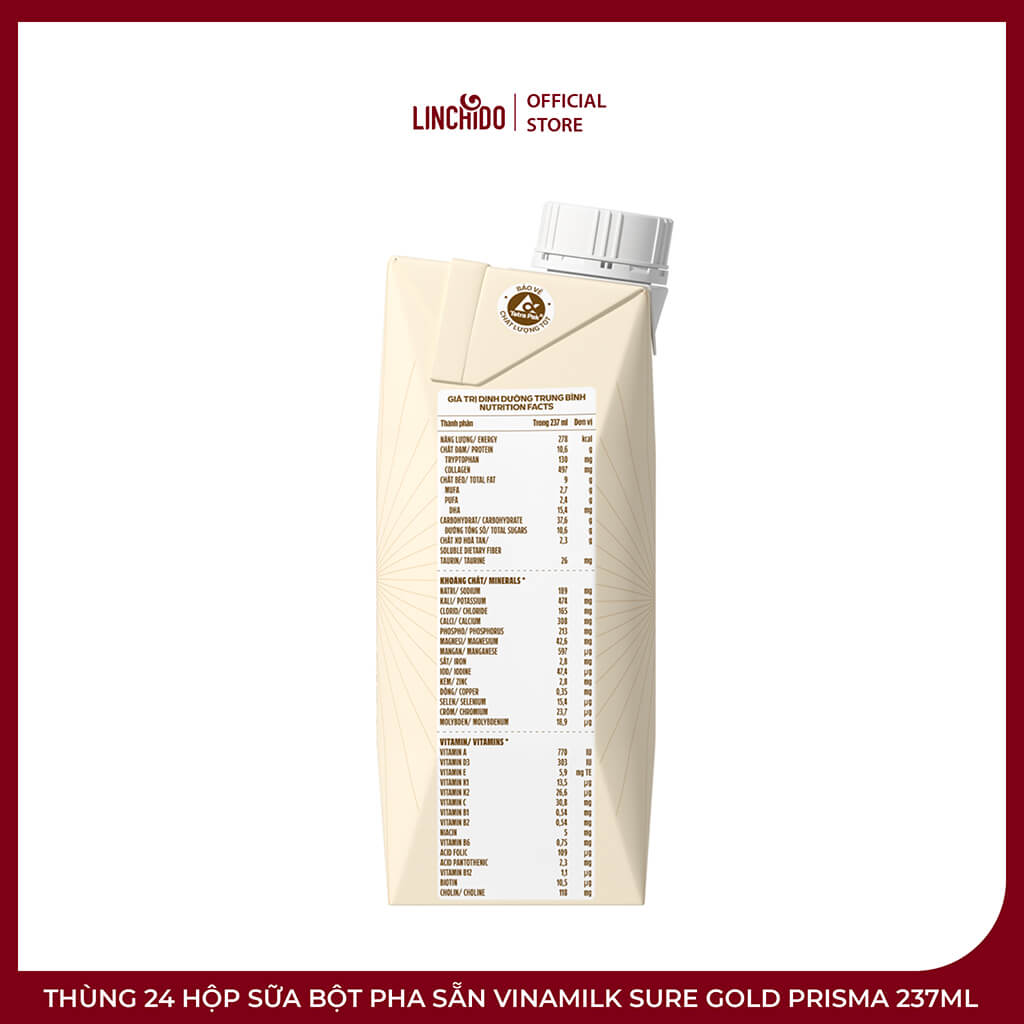 Thùng 24 Hộp Sữa Bột Pha Sẵn Vinamilk Sure Gold Prisma 237ml - Ảnh 2