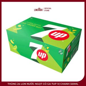 Thùng 24 Lon Nước Ngọt Có Ga 7UP Vị Chanh 320ml – Mát Lạnh, Sảng Khoái