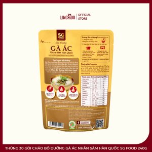 Thùng 30 Gói Cháo Bổ Dưỡng Gà Ác Nhân Sâm Hàn Quốc SG Food 240g - Ảnh 2
