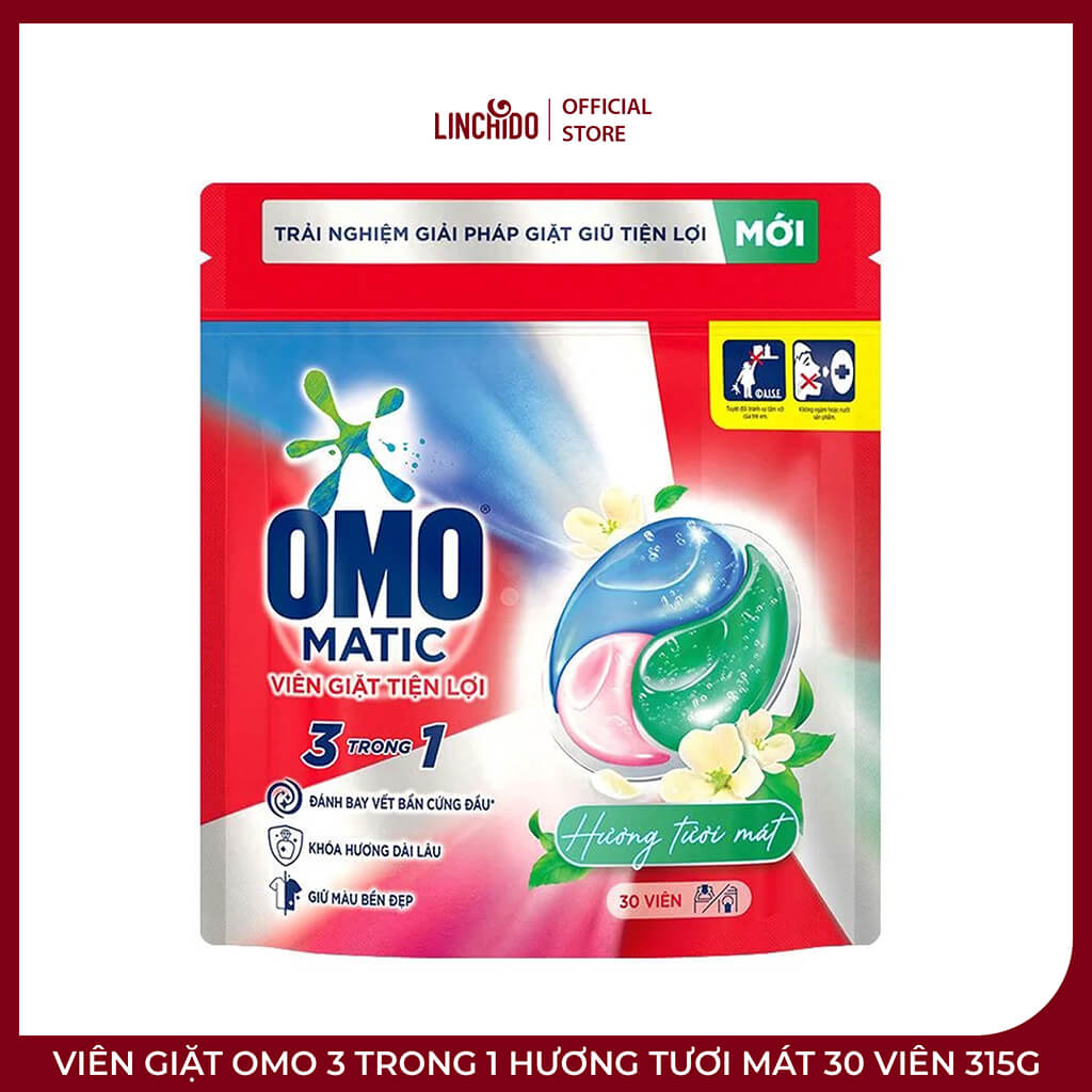 Viên Giặt OMO 3 Trong 1 Hương Tươi Mát 30 Viên 315g
