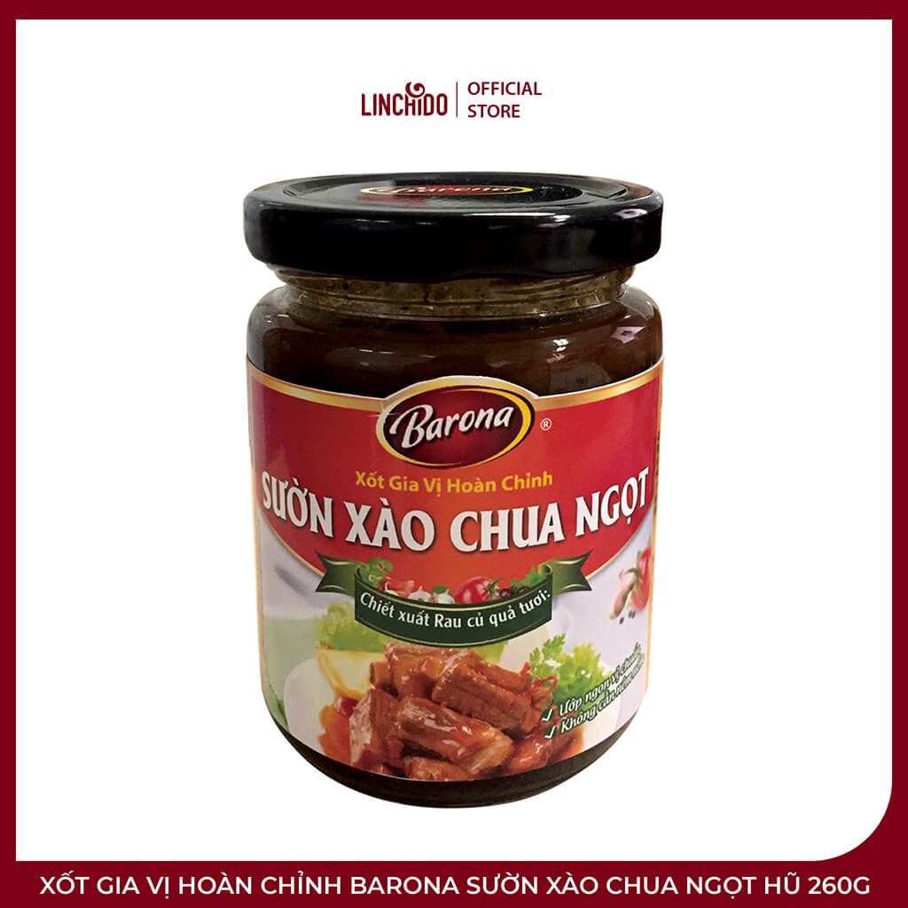 Xốt Gia Vị Hoàn Chỉnh Barona Sườn Xào Chua Ngọt Hũ 260g – Dễ Nấu, Đậm Đà