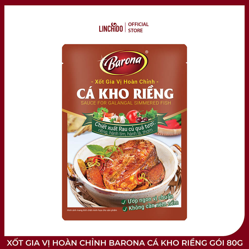Xốt Gia Vị Hoàn Chỉnh Barona Cá Kho Riềng Gói 80g